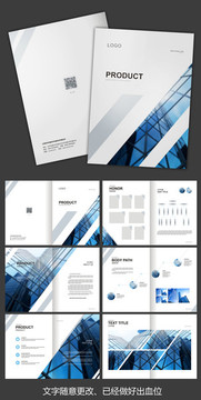 蓝色商务商业画册装饰企业图册