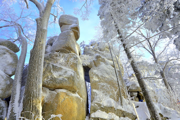 雾凇 冰雪风光 雪景 蓝天白云