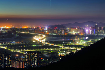 深圳湾滨海城市风光前海夜景