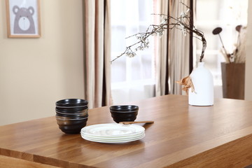 餐具 实木木纹 实木餐桌