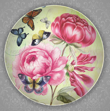 手绘花陶瓷盘