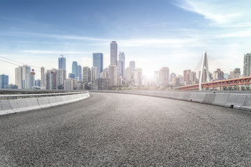 城市道路和建筑景观天际线