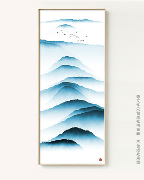 水墨群山 竖版水墨画