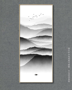 水墨山装饰画玄关水墨挂画