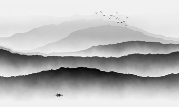 新中式抽象意境水墨画