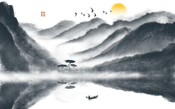 新中式山水写意装饰画
