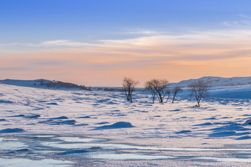 草原坝上的雪景