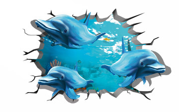 3D海豚立体壁画