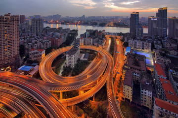 广州城市风光夜景洲头咀隧道