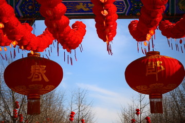 春节地坛公园门前红灯笼