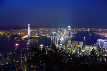 香港维多利亚港城市风光夜景