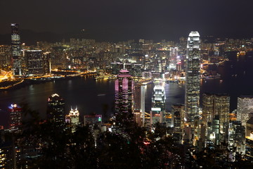 香港维多利亚港城市风光夜景