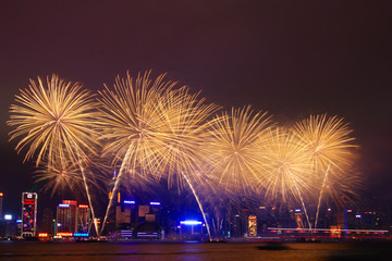 香港维多利亚港烟花汇演