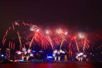 香港维多利亚港烟花汇演