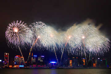 香港维多利亚港烟花汇演