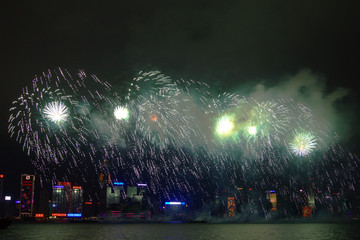 香港维多利亚港烟花汇演