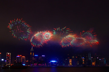 香港维多利亚港烟花汇演