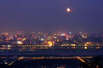 长沙岳麓山城市风光夜景