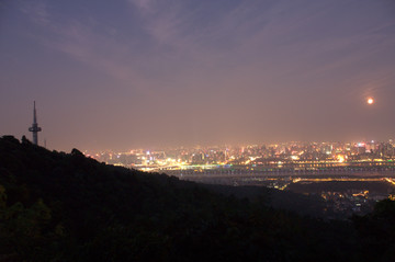 长沙岳麓山城市风光夜景