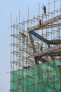 建筑工地 脚手架 建筑工人