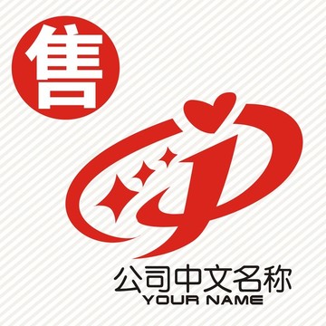 J字母心logo标志