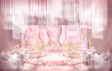 高端粉金色主舞台效果图设计