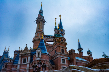 上海迪士尼乐园雪景