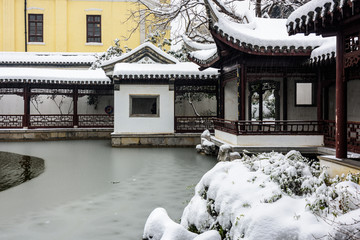 南京总统府东湖雪景