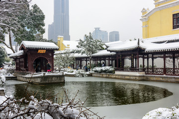 南京总统府东湖雪景