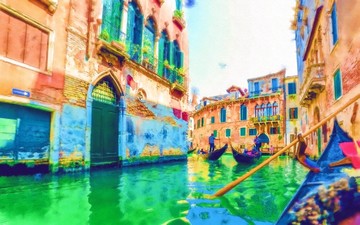 威尼斯水城水彩画 无分层