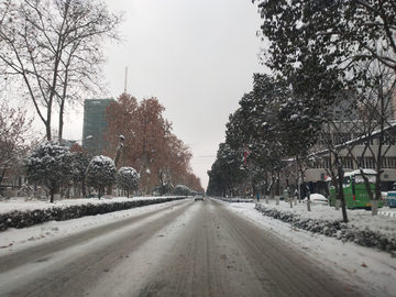 城市接到雪景