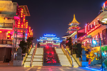 风情商业街 灯笼 夜景
