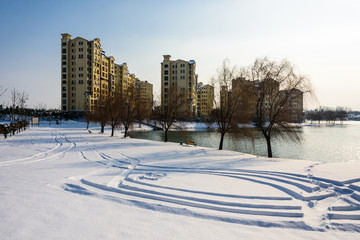 乐湖度假区雪景