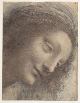 达芬奇 上帝之母的头素描