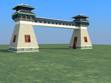 仿古门楼 古建筑阙效果图