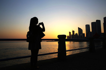 青岛海滨夕阳