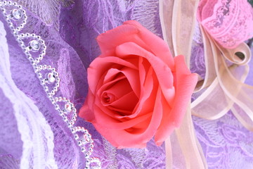 粉色蕾丝底玫瑰