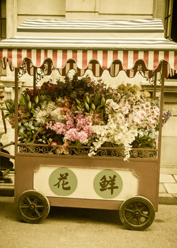 老上海卖花摊