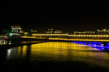 凤凰古城 城墙 夜景