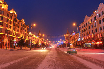 额尔古纳市雪夜