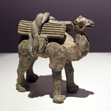 彩绘载物骆驼俑