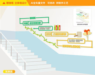 读书知识楼道校园文化墙