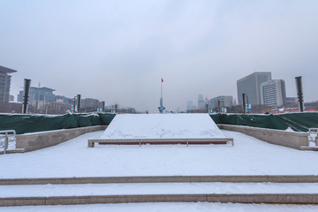 下雪后的济南泉城广场 （2）