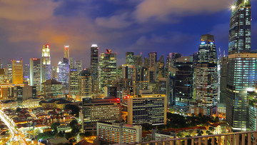 新加坡城市风光夜景