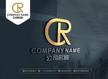 CR字母LOGO设计 RC标志