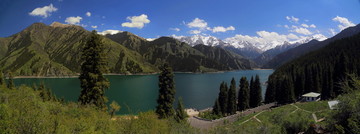 新疆天山天池风光全景