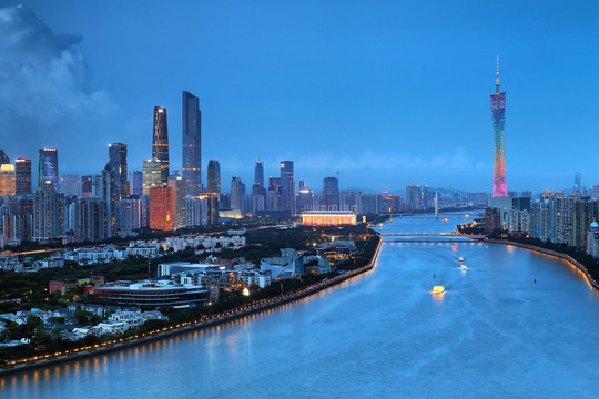 广州珠江城市风光夜景