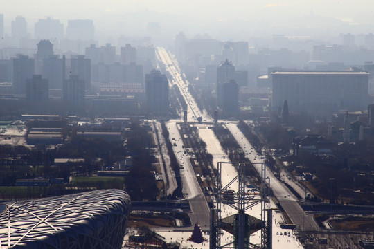 大钉子奥运塔俯视北京中轴路