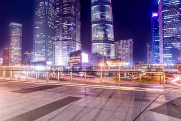 上海陆家嘴摩天大楼城市夜景