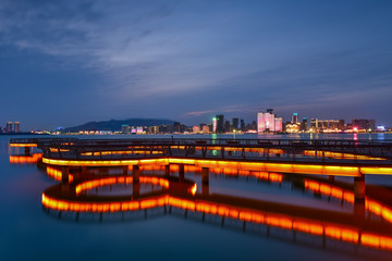 青岛唐岛湾夜景 黄岛 滨海